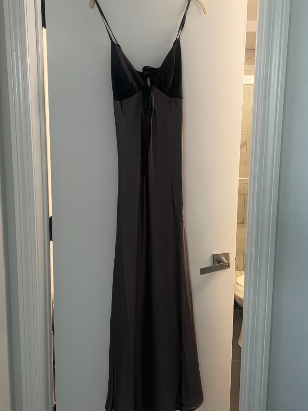 Peppermayo Flora Satin Maxi Dress in Steel Me Away | Size 6 - Picture 3 of 7